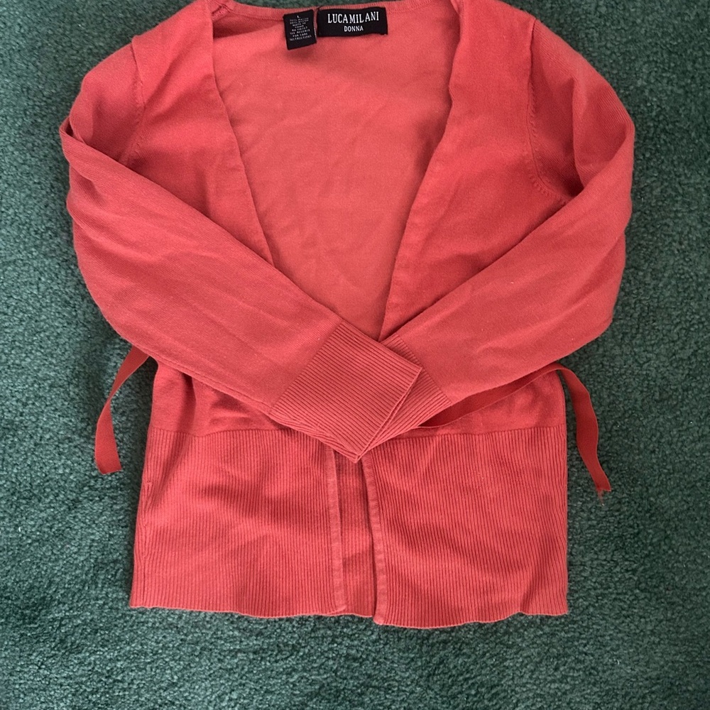 Luca Milani Pink Cardigan Open Front Lightweight Sweater
